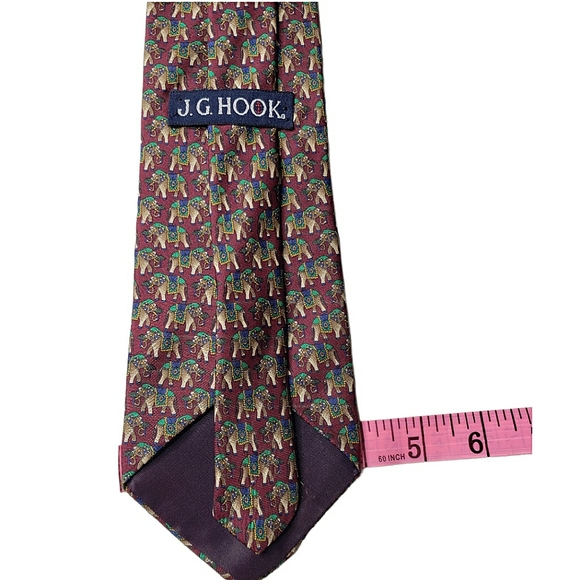 J.G. Hook Silk Hand Finished Ceremonial Indian Elephants Novelty Print Tie - Picture 1 of 4